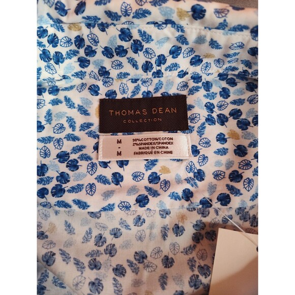 Men's Thomas Dean Collection Short Sleeve Printed Button Down Shirt Medium - Picture 4 of 5